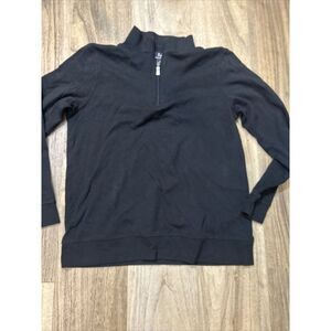 Magaschoni Mens‎ Pullover Sweater Sz M Black L/Sleeve 1/4 Zip Front EUC!